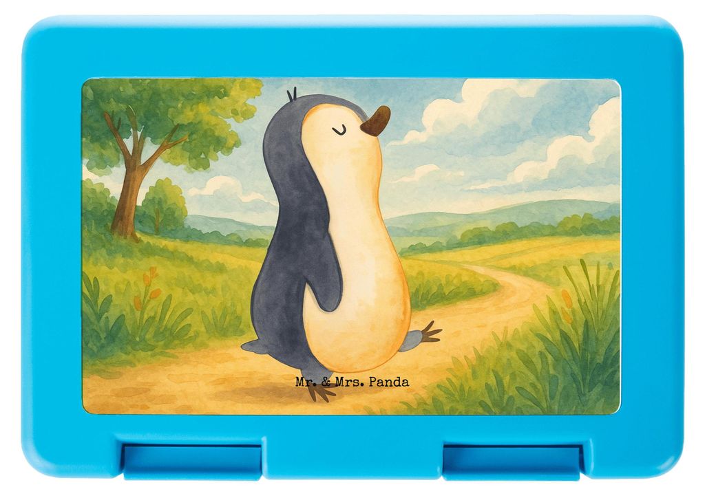 Mr. & Mrs. Panda Snackbox Pinguin marschieren Design - Weiß - Geschenk, Aufbewahrungsbox essen, Familie, Bruder, Jausenbox, Bento Box, Bentobox, F...