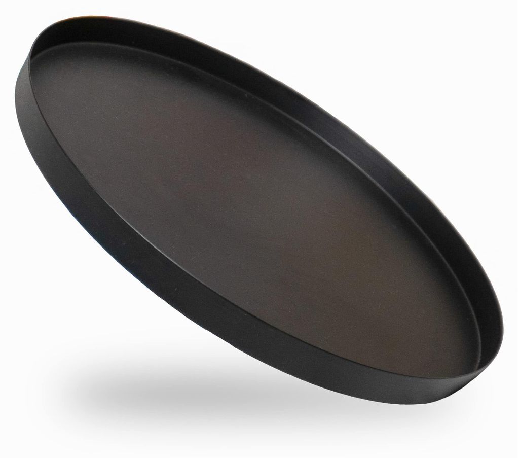 Deko Tablett Schwarz Ø 30 cm | Serviertablett aus Metall | Dekoteller rund | Home & Living Dekoration