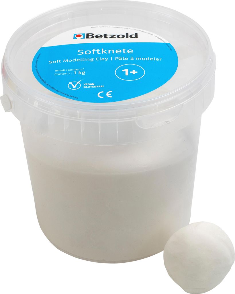 Betzold Soft-Knete im Eimer, 1 kg, Softknete für Kreativität, Farbe: weiß