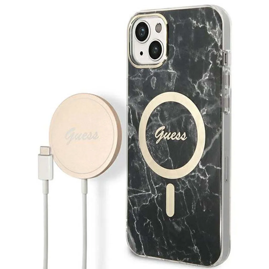 Guess Set Custodia Rigida + Alimentatore Wireless iPhone 14 15 Plus