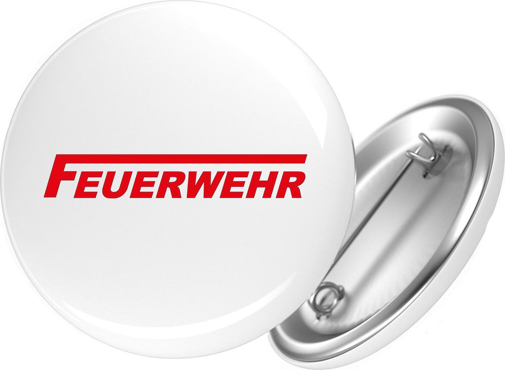 Huuraa Button Feuerwehr 25mm rund mit Sicherheitsnadel Ansteckbutton Geschenkidee