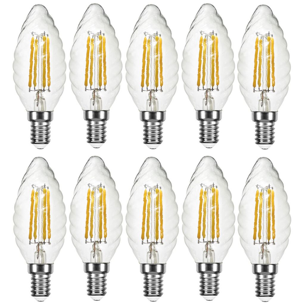 10 x LED Filament Leuchtmittel Kerze gedreht 4W = 40W E14 Produktbild 