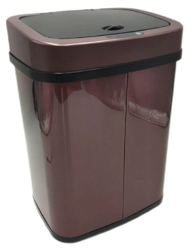 Poubelle automatique 12L anti-odeurs et traces en inox bordeaux mat