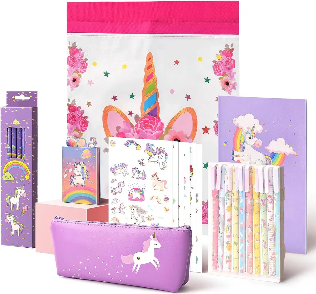 Anyfirst Set d'écriture Licorne 37 pcs - Cadeau Fille 4-8 ans Violet