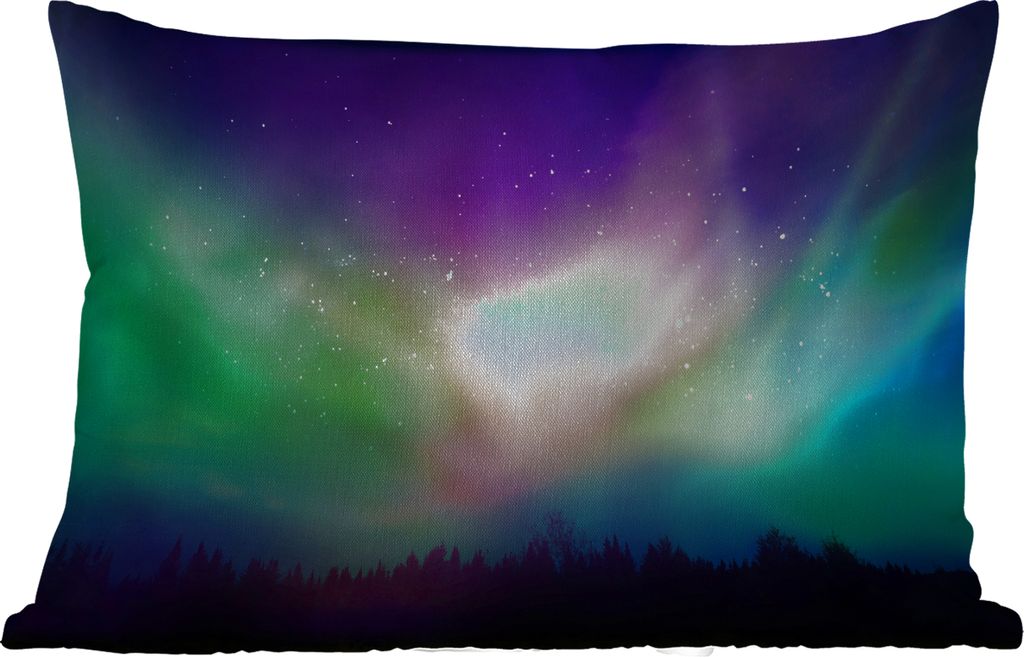 MuchoWow Outdoor Kissen - Nordlichter - Himmel - Nacht - 50x30 cm - Wetterfest - Lounge Kissen - Sofa kissen - Wohnzimmer Dekoration