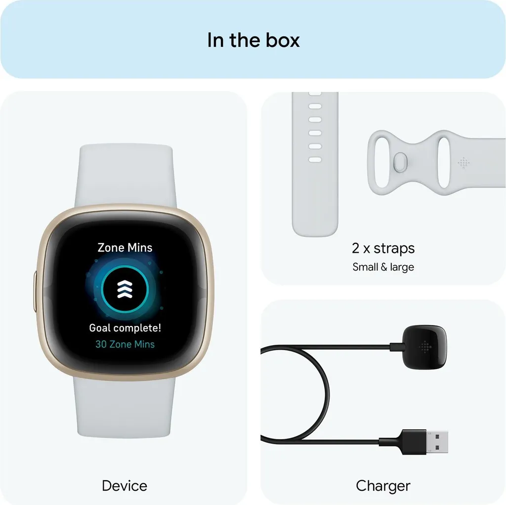 Fitbit Sense 2 FB521GLBM avec Capteur de Stress et ECG Soft Gold Blue - 5