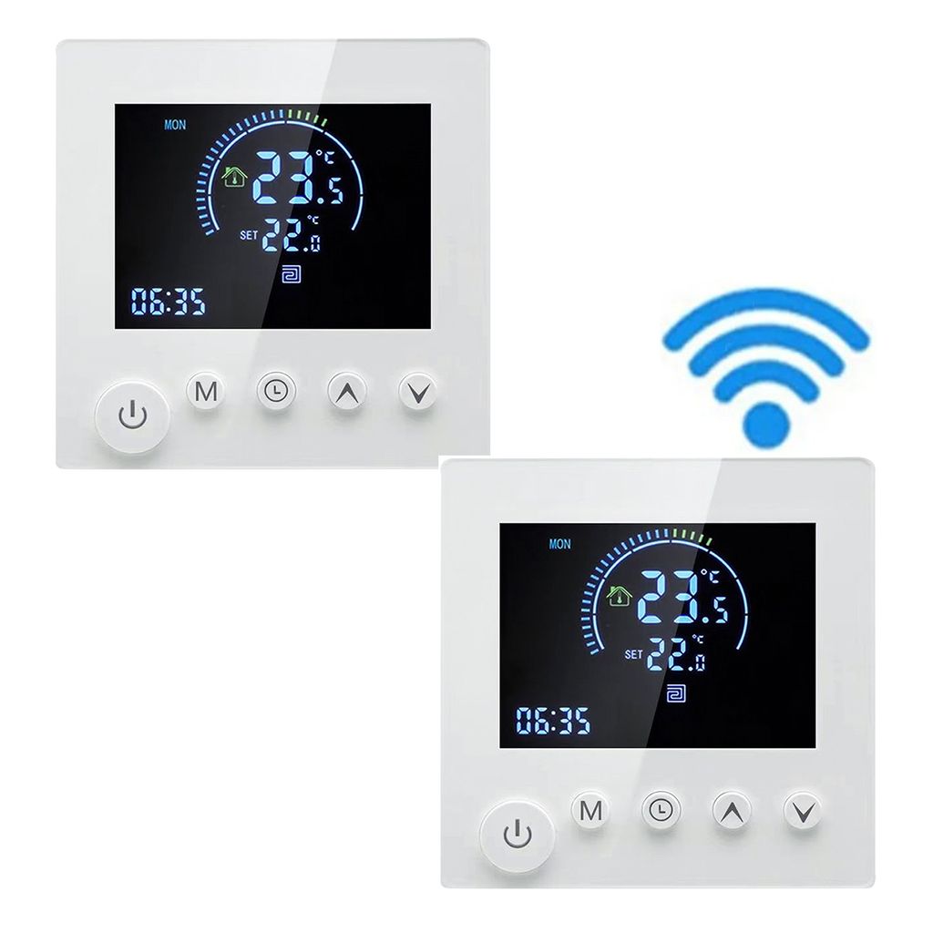 2X Tuya Smart WiFi Wandthermostat, programmierbare Fernbedienung, NTC-Sensor, Digital LCD Raumthermostat Thermostat fuer 16A Elektrische Heizung Wa...