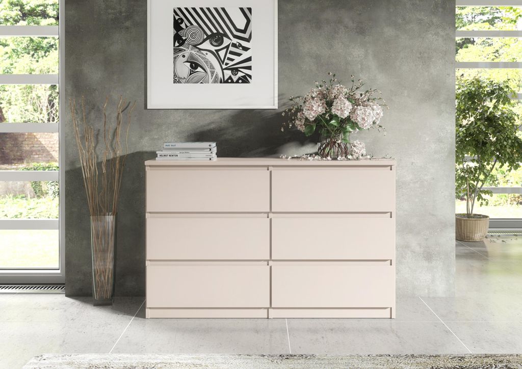 Moderne Kommode 100 cm mit 6 Schubladen und viel Stauraum