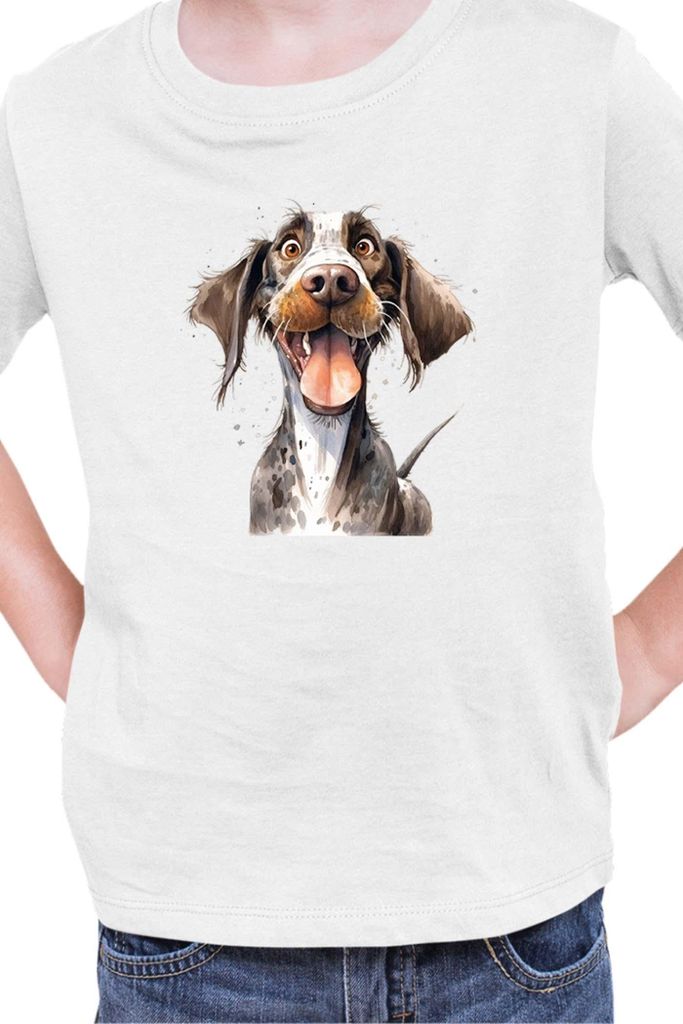 Kinder T-Shirt Funny Dogs Breeds German Pointer Dog Breed, 9-11 Jahr - 140 / Weiß