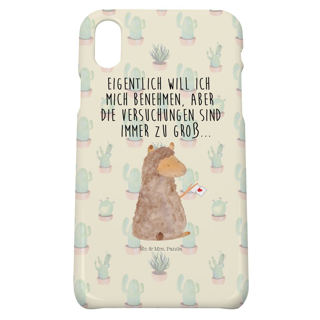 Mr. & Mrs. Panda Iphone 10 Handyhülle Alpaka Fahne - Kaktus Grün - Geschenk, Lamas, Handy, Lama, Liebe, Cover, Hülle, Alpakas, X