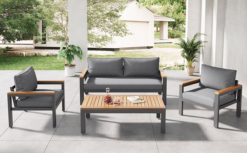 Merax Gartenlounge Set 4-tlg. Balkonmöbel Set mit Kissen Produktbild