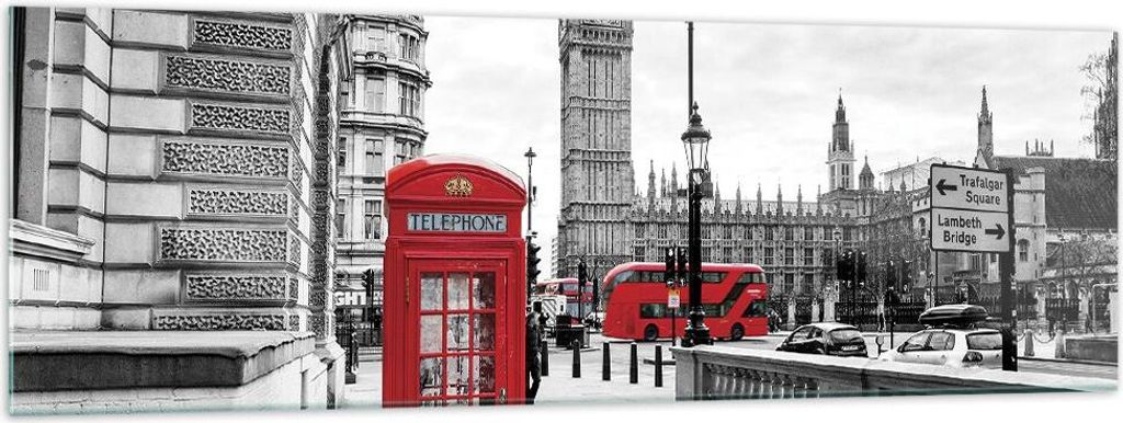 Bilder auf glas - Einteilig - Schuppen Telefon London - 160x50cm - Glasbilder - Wandbilder - Bilder - zum Aufhängen bereit - Wanddekoration aus Gl...