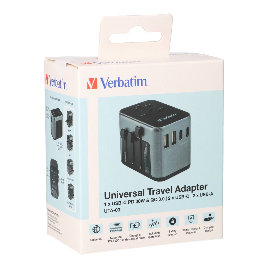 VERBATIM 49545 Nabíjací adaptér Universal Travel - UTA-03, Obrázok produktu 