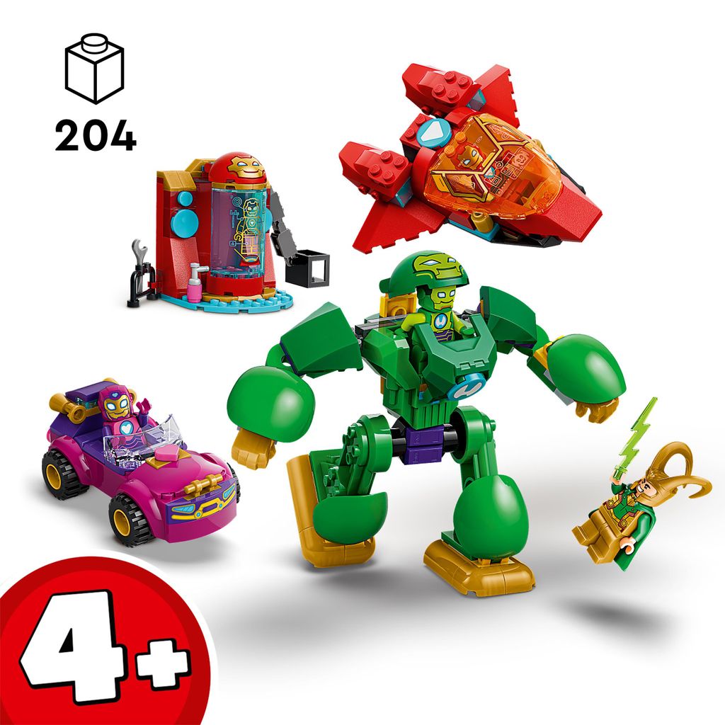 LEGO ǀ Marvel Iron Man und Seine Fantastischen Freunde Loki vs. Team Iron Man - Superhelden Spielzeug mit Auto, Flugzeug, Mech Figur & 4 Minifigur...