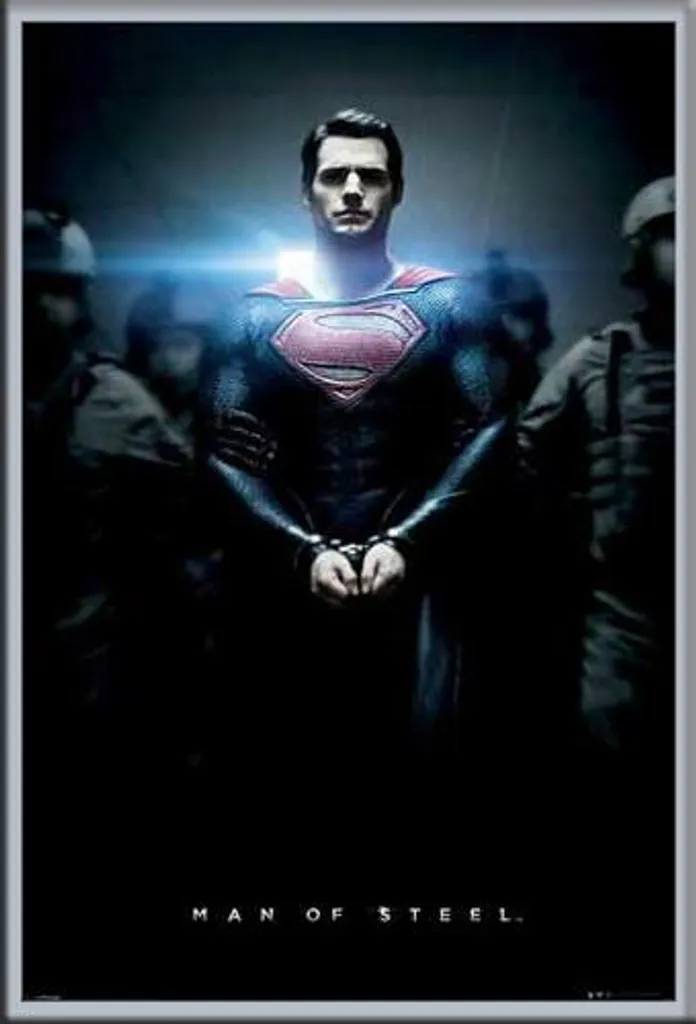 Man of Steel - Poster - Manette + cornice rimovibile, Shinsuke® Maxi MDF argento, disco acrilico