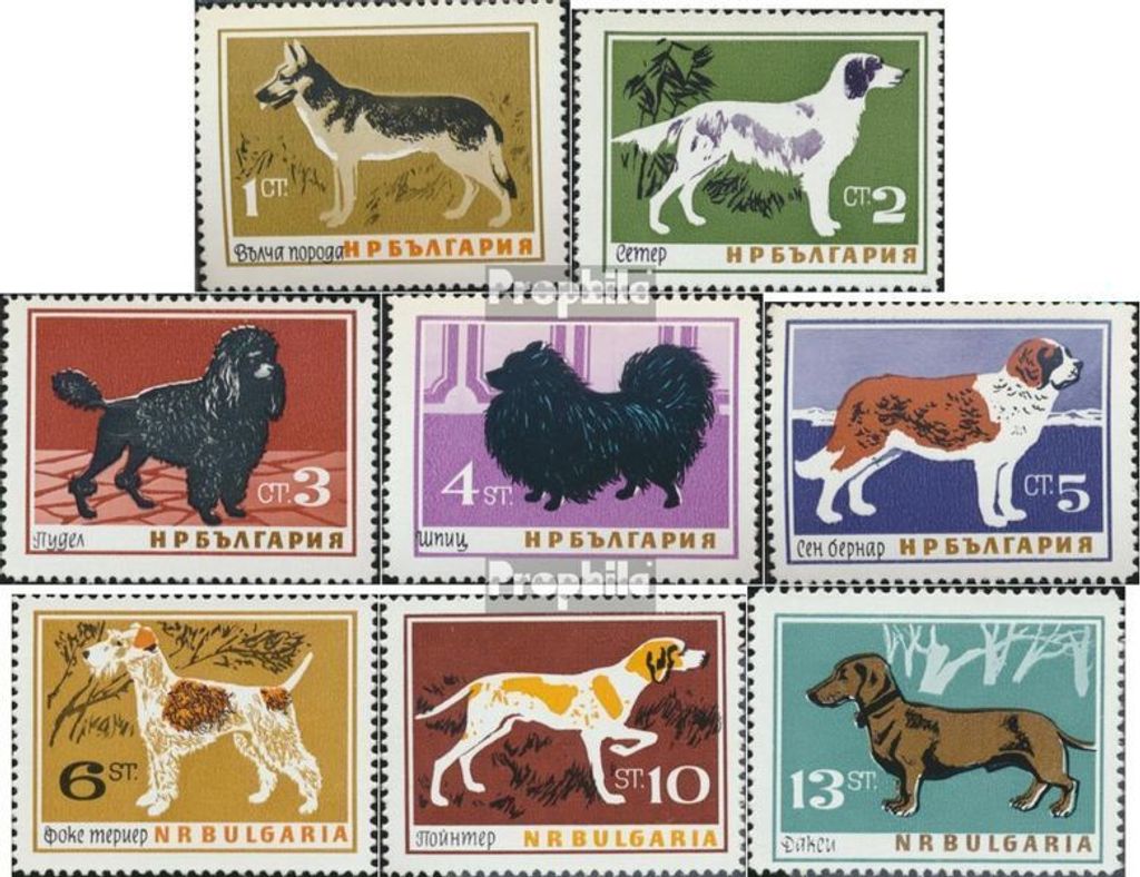 Briefmarken Bulgarien 1964 Mi 1462-1469 (kompl.Ausg.) postfrisch Hunde