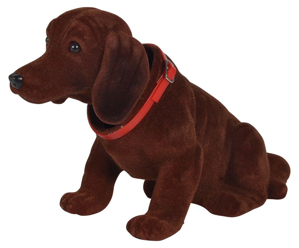 Simba Wackel Dackel Wackelkopf Waldi- Hund Deko Kult - Hutablage Retro Farbwahl dunkelbraun