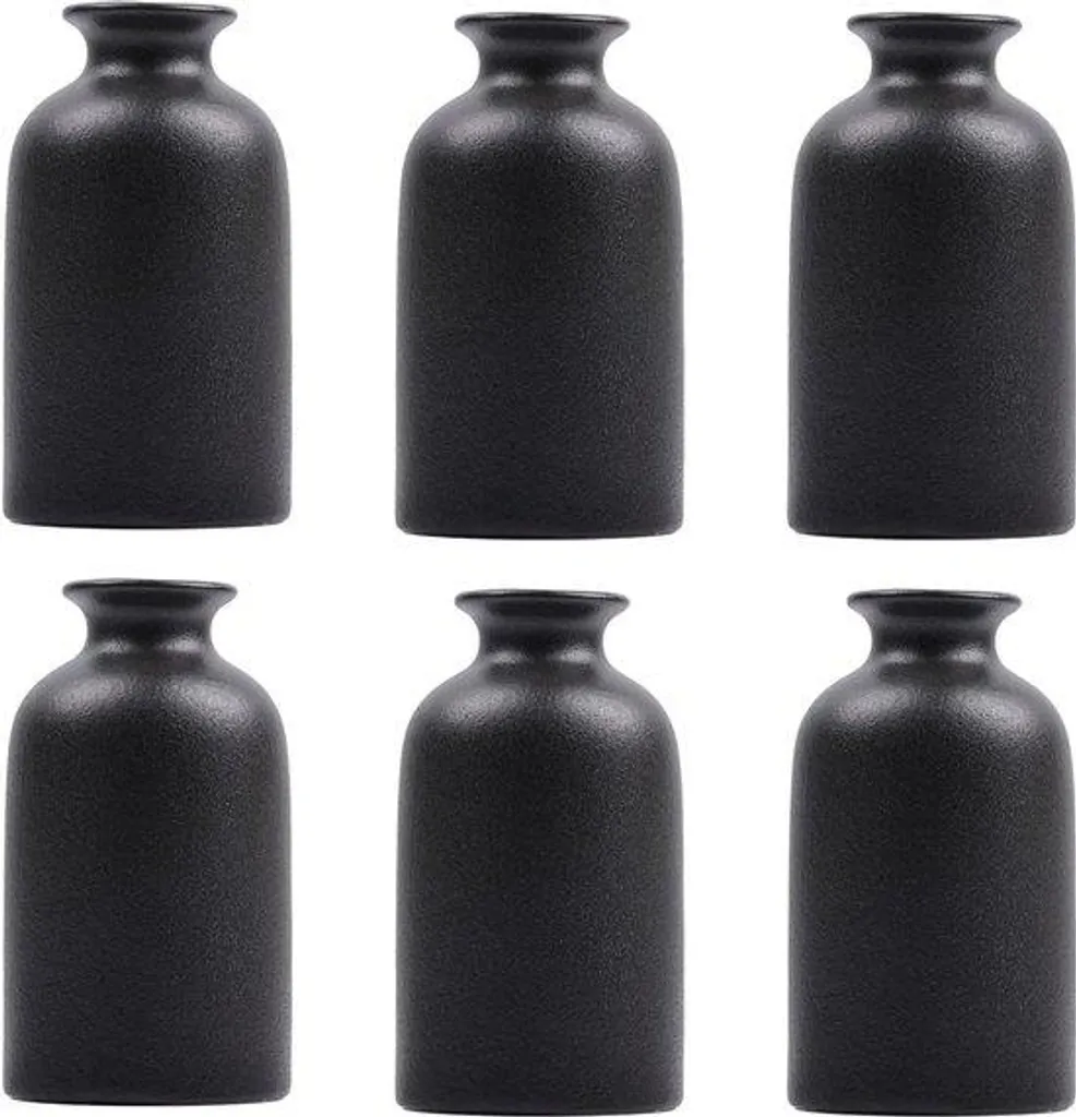 Mini pots de fleurs en céramique noire mate, design champêtre chic x6
