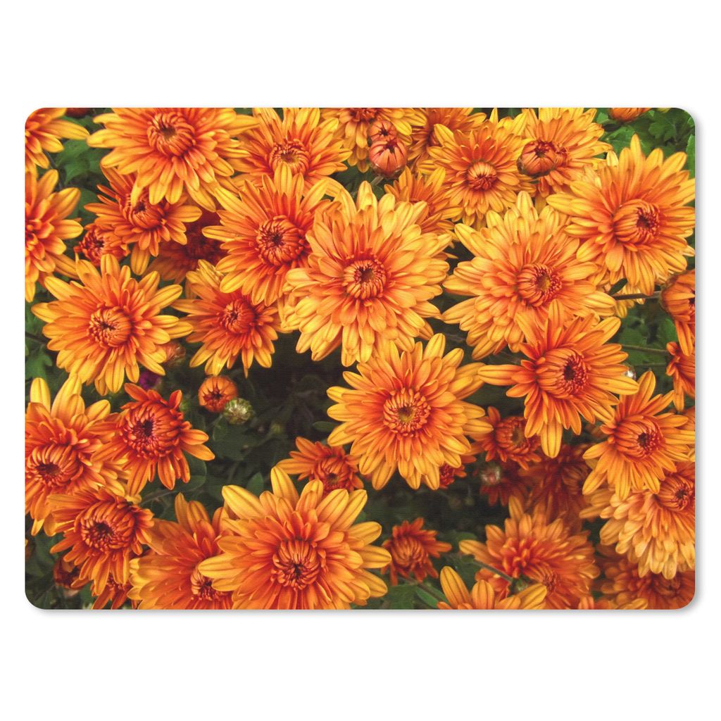 MuchoWow Mauspad Mousepad Blumen - Orange - Chrysantheme 23x19 cm - Mousepads - Maus Mat - Pad - Mausunterlage - Schreibtischunterlage - Mauspad