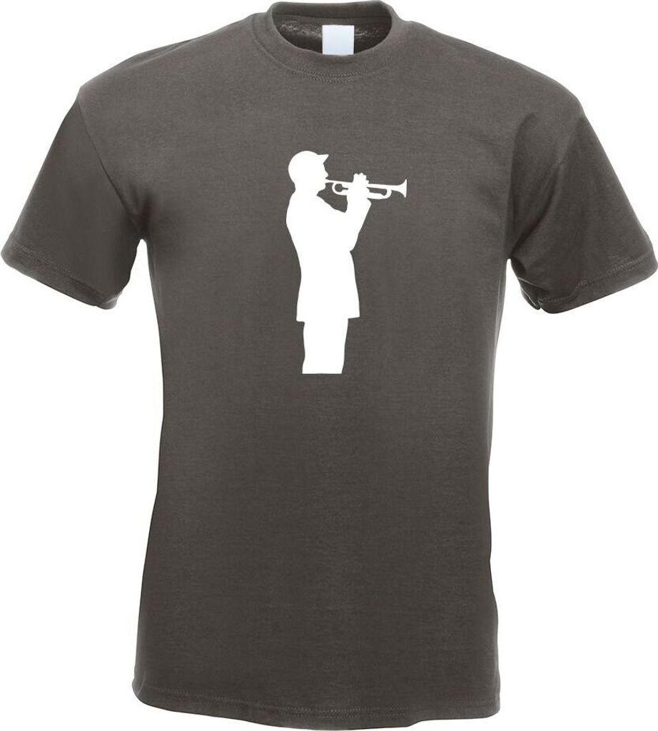 Kiwistar - T-Shirt - Graphit - Trompetenspieler - Jazz Motiv Bedruckt Funshirt Design Print - mit Motiv Bedruckt - Funshirt Design - Sport - Freize...