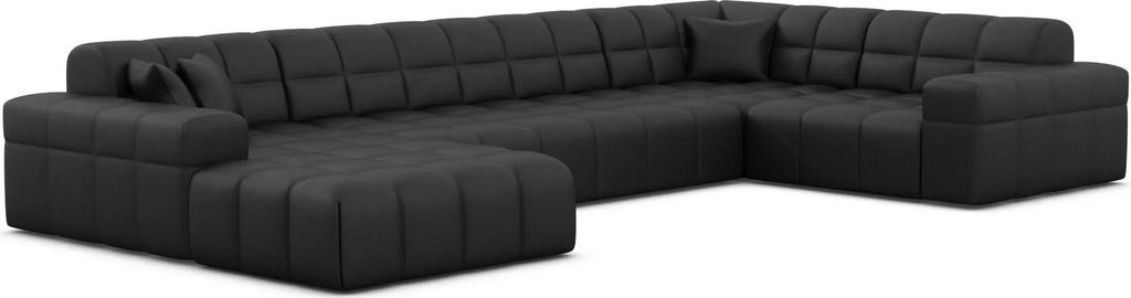 Echtleder U-Form XL Wohnlandschaft Nivara Schwarz Links