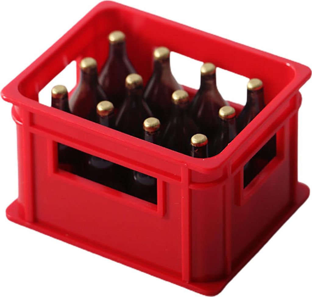 1:12 Dollhouse Bier Model Exquisite Decorative Harz Simulation Bier Getränkbox Modell für Kinder-Rot
