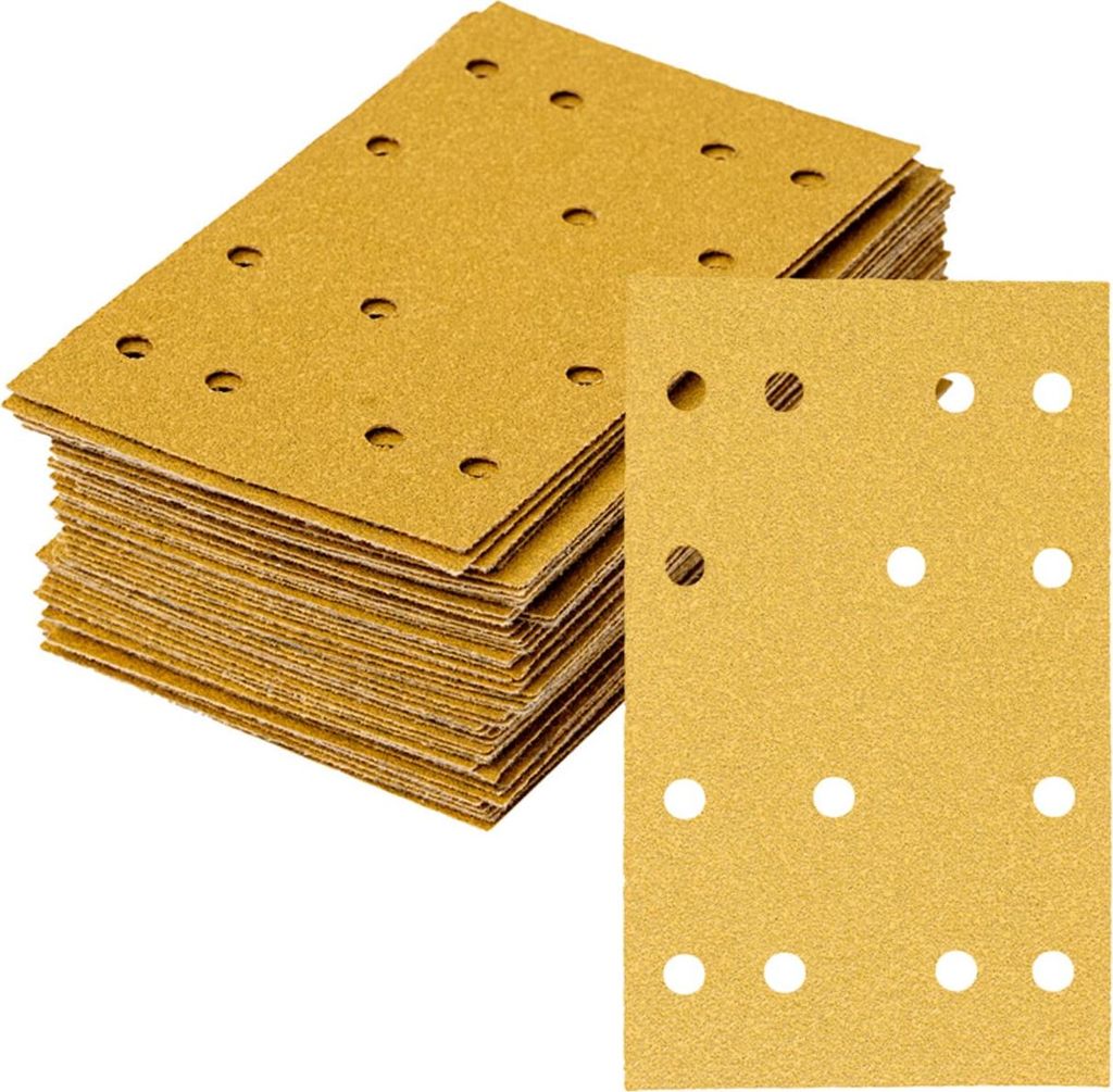 STIER Schleifstreifen Universal 80 x 133, P100, 50 Stk., 14-Loch, Korund, Latexhaltiges stabiles D-Papier