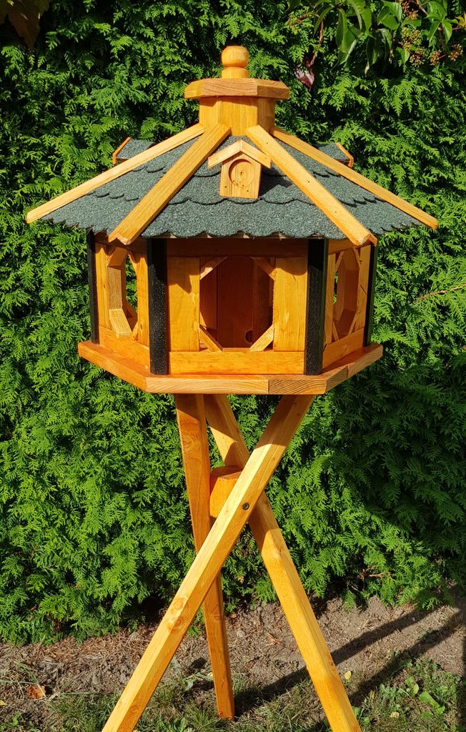 XL Vogelhaus mit Ständer grün Typ 11 aus Holz 57x38 cm NEU Produktbild 