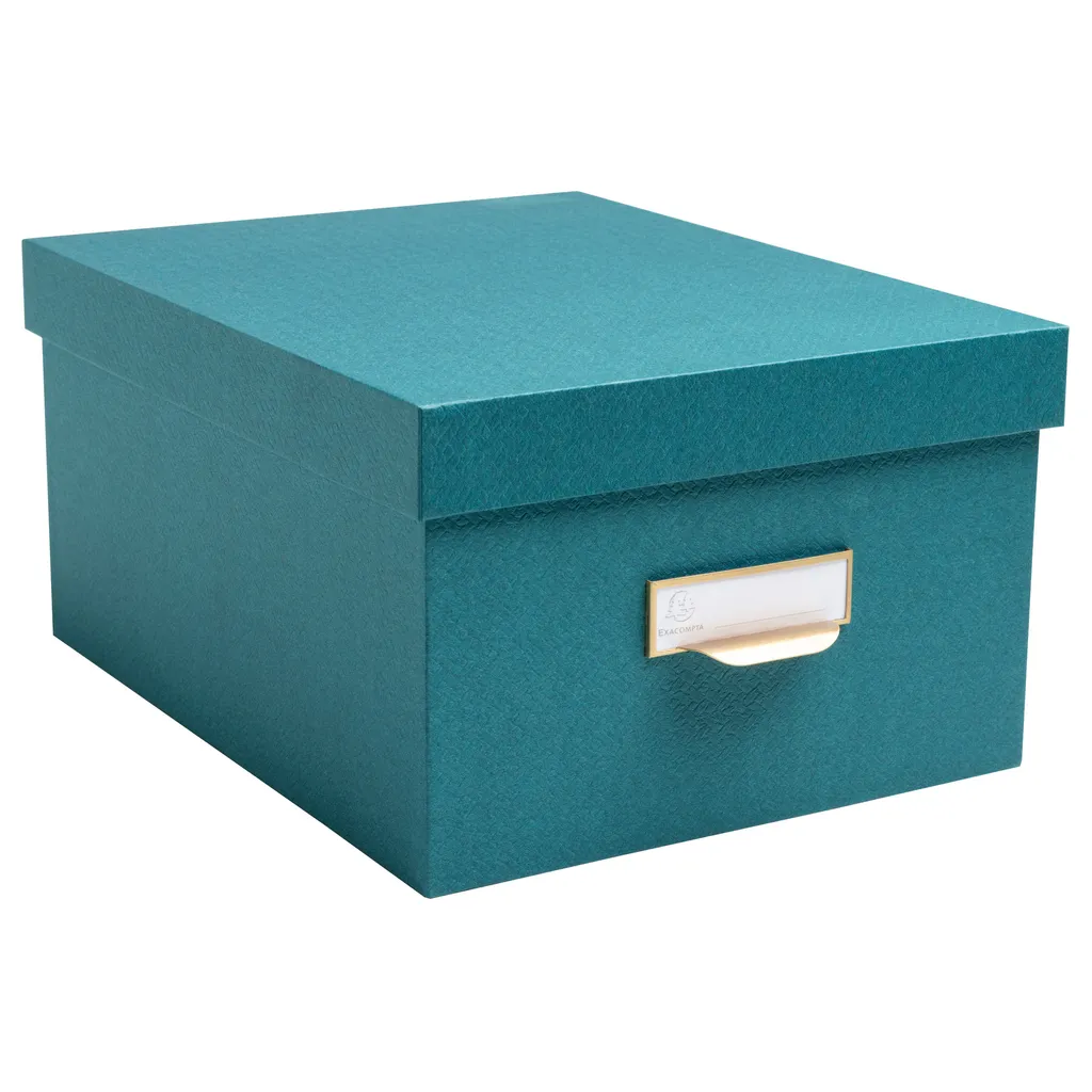 Exacompta Lot de 3 Boîtes de Rangement OfficeByMe Bleu Canard 79603E - 4