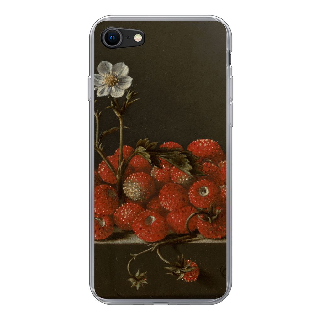 MuchoWow Handyhülle Schutzhülle Hülle für iPhone SE 2020 Stilleben mit Walderdbeeren - Gemälde von Adriaen Coorte Silikon Softcase Handy Hü...