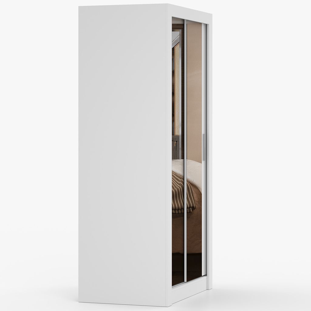 Kleiderschrank Schwebetürenschrank Schrank 100cm Weiß/Weiß Produktbild 7