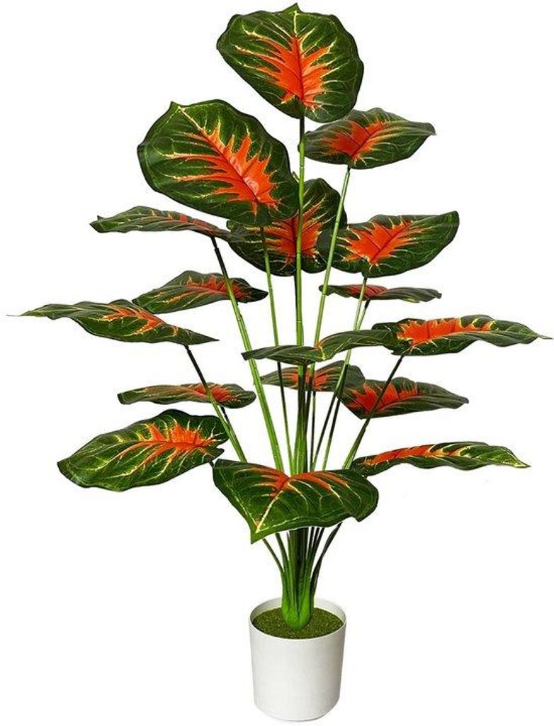 Kunstpflanze in Töpfe, großer Plastikpalme, 75 cm, rot-grün, Innen