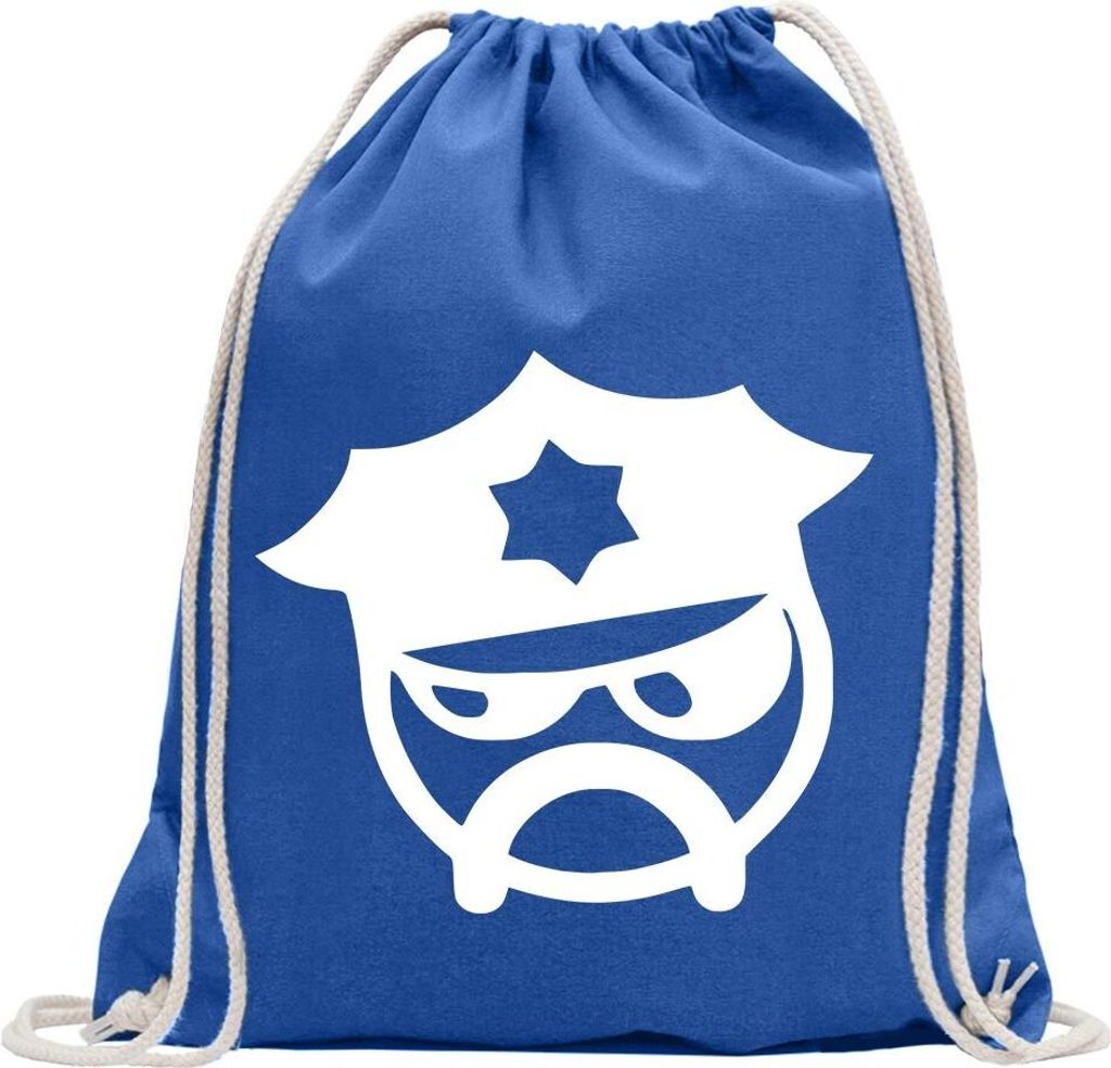 Kiwistar - Turnbeutel - royal - JDM Cop - Fun Rucksack Sport Beutel Gymsack Baumwolle mit Ziehgurt