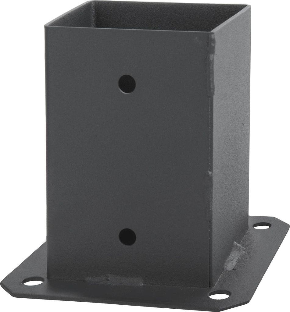 ADGO Aufschraubhülse Pfostenträger, Bodenanker für Holzpfosten, Graphit 120x120mm