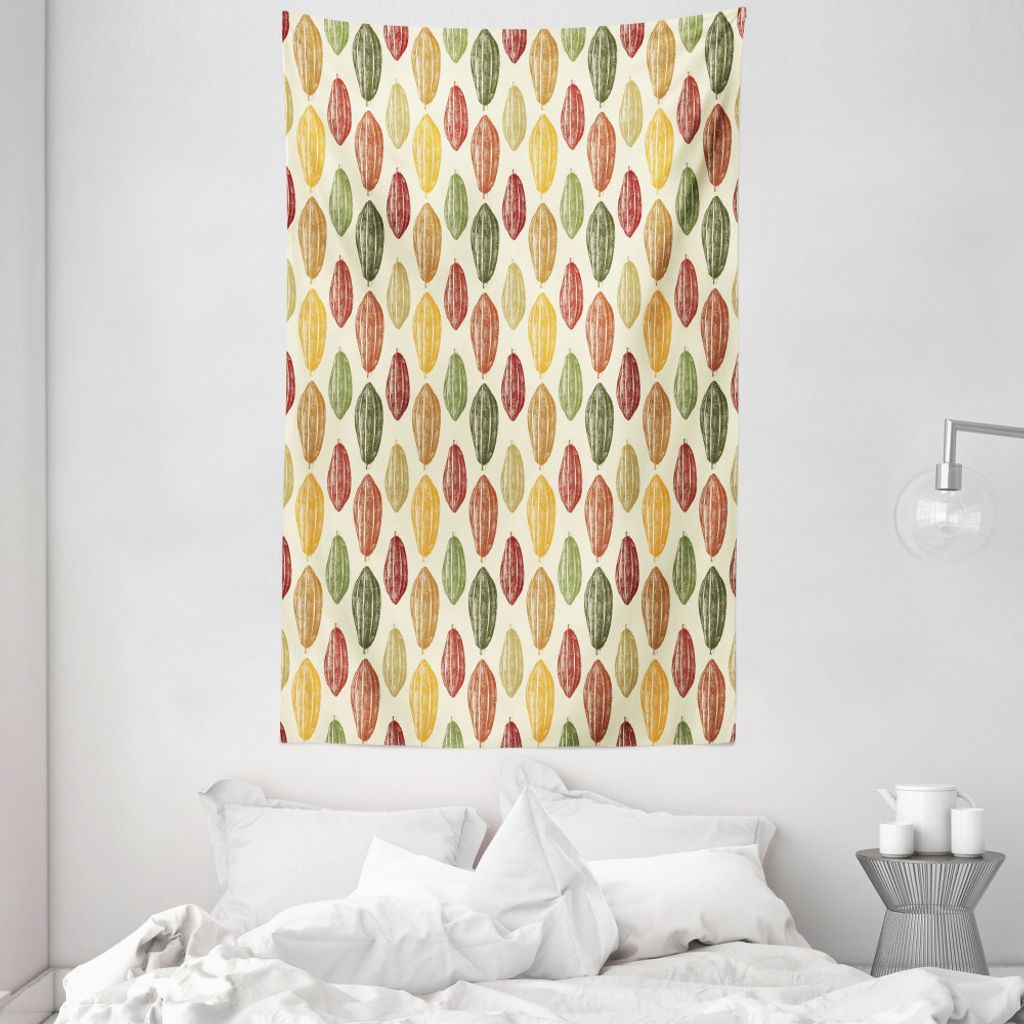 ABAKUHAUS Kakao Wandteppich und Tagesdecke, Bunte Bohnen Vintage Style aus Weiches Mikrofaser Stoff Waschbar ohne Verblassen Digitaldruck, 140 x 23...