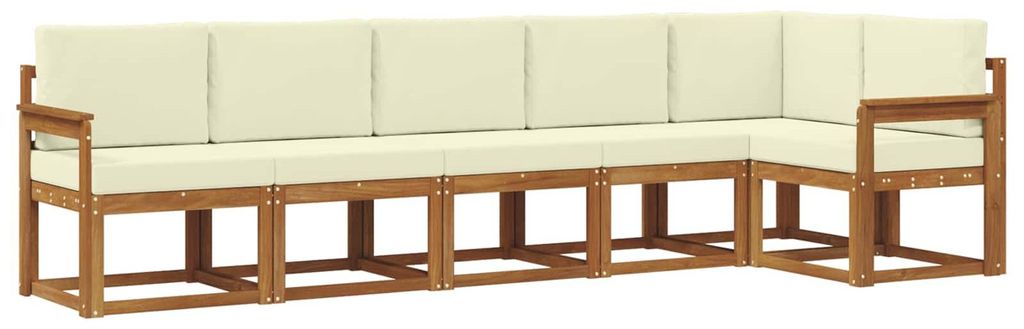 vidaXL Outdoor-Sofagarnitur mit Kissen 6 pcs Natur und Creme