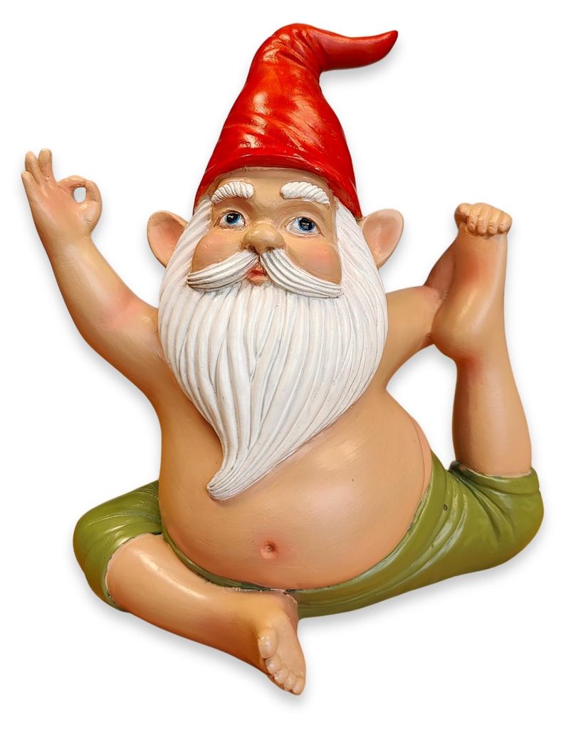 Yoga-Gartenzwerg Meditation 17 cm – Wetterfest, lustige Zwergenfigur, Gartendekoration, für drinnen und draußen, originelles Geschenk für Gart...