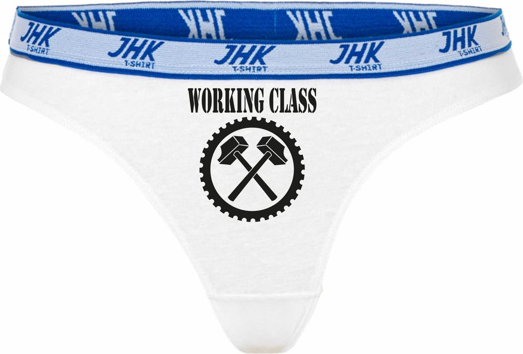 Damen Thong Slip - Boxer-0030-woman-white-h-S - weiß - S - hinten - Working Class - lustiges Motiv - Spruch - Unterwäsche - Unterhose - Freizeit ...