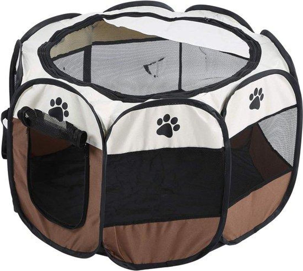 Opvouwbare Mesh-Hausdiertent 8-delig - Koffiefarben - Reise- und Camping-Set - 68 x 45 cm