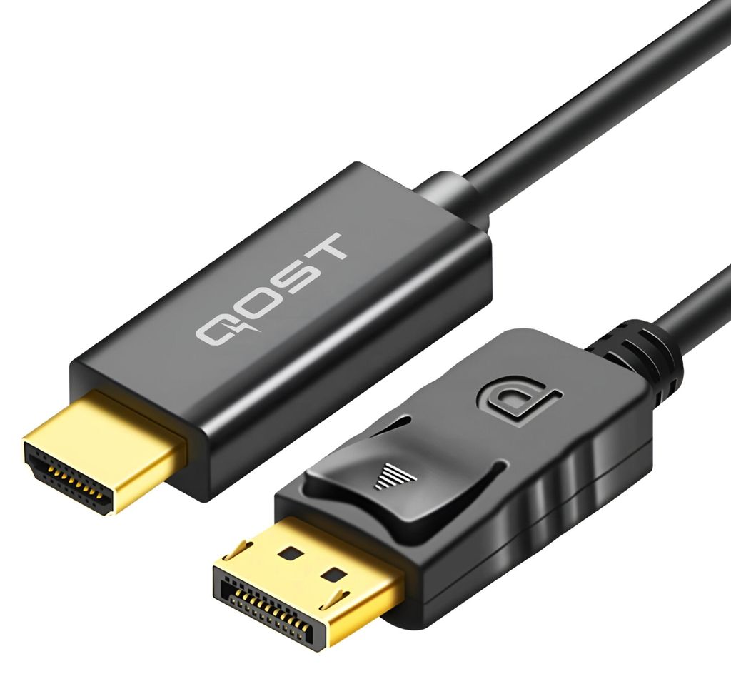 Qost – DisplayPort auf HDMI Kabel – 1,8 Meter – 1080P 4K – Adapter – Schwarz