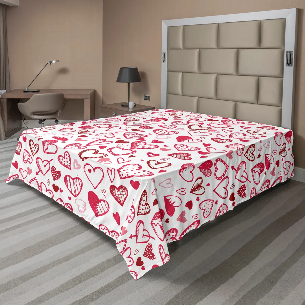 Drap lune de miel et fiançailles motif Doodle 244x205 cm pour décoration