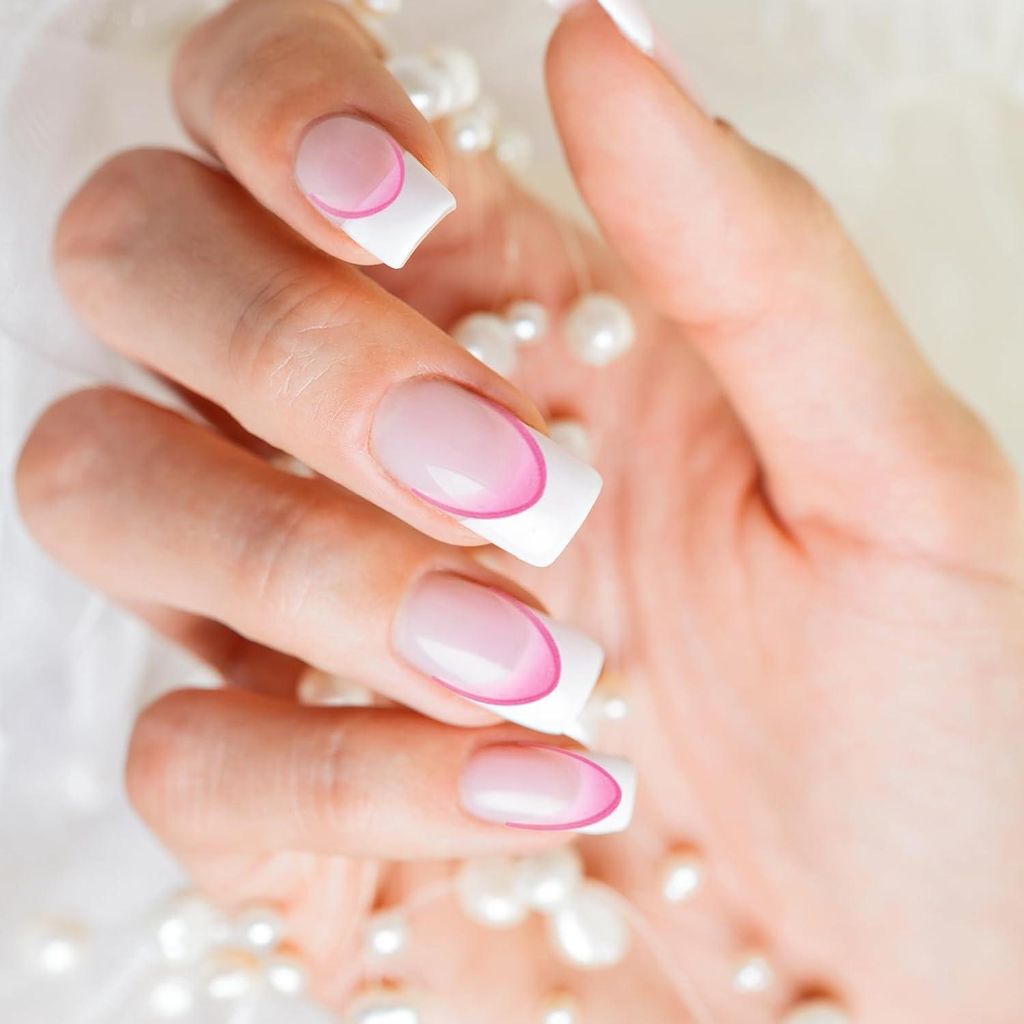 Bunte Französische Nail Art Aufkleber - Set von 6 | Selbstklebende Nagelfolie für DIY Maniküre Vorlagen und Nageldesign