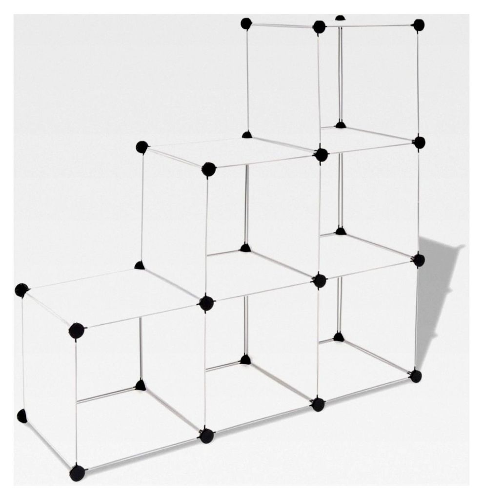 Würfel-Regal mit 6 Fächern in Weiß, Vitrine, Raumteiler, Steckregal, Stufenregal, Bücherregal, Schrankregal