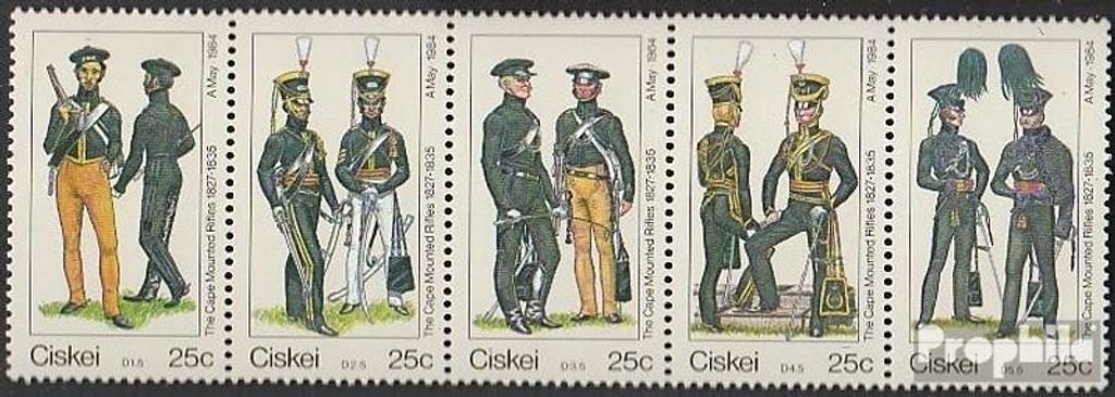 Briefmarken Südafrika - Ciskei 1984 Mi 65-69 Fünferstreifen (kompl.Ausg.) postfrisch Uniformen