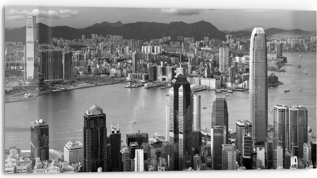 DEQORI Küchenrückwand Glas 80x40 cm 'Metropolenpanorama' Spritzschutz Bad Rückwand Küche