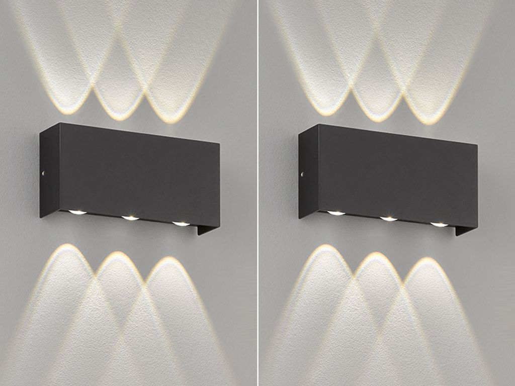 LED Außenwandleuchten 2er Set Schwarz - Up and Down für Fassadenbeleuchtung Haus