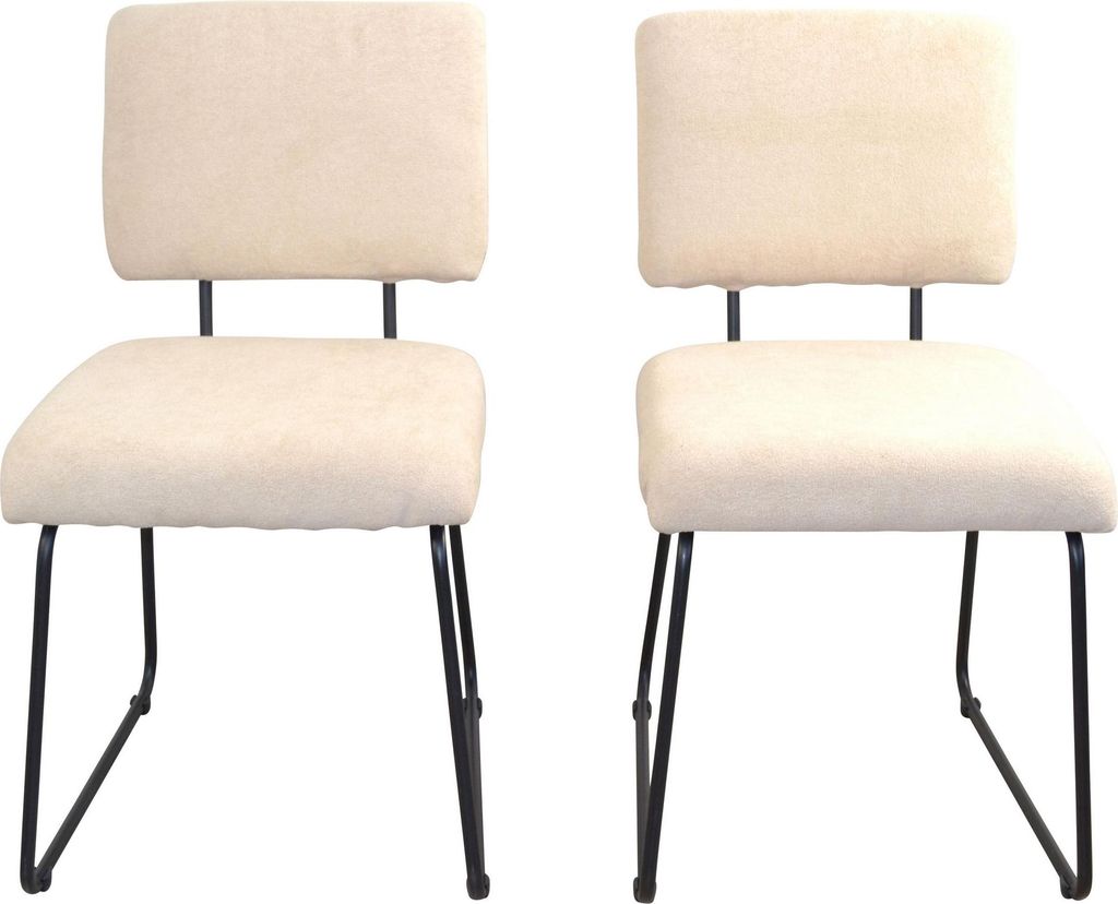 Esszimmerstuhl - Polsterstuhl 2er-Set Beige/Schwarz
