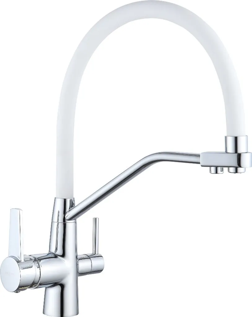 Robinet mélangeur de cuisine Duo finition chrome et blanc 671701-02
