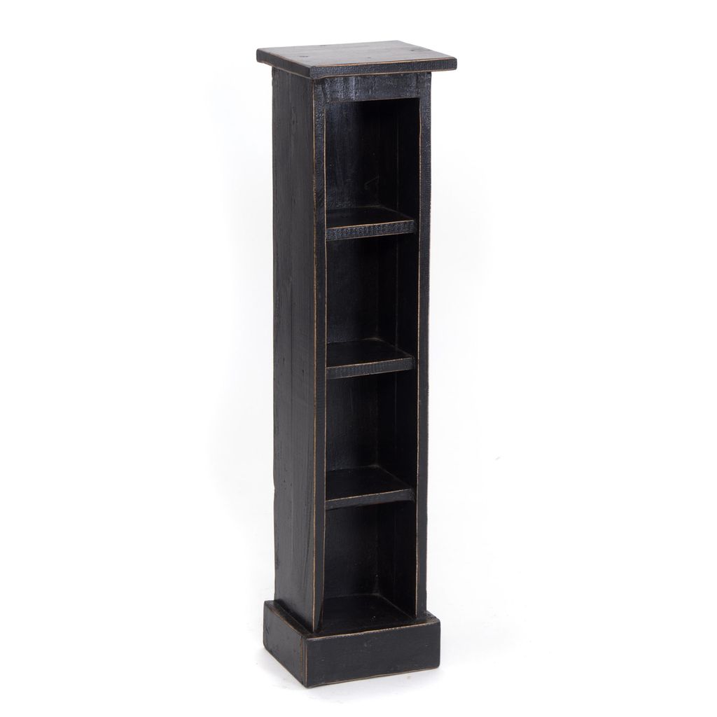 HOLZ CD REGAL TOWER | 75cm, Holzregal, Buch CD Rack mit 4 Fächern | Farbe: 09 voodoo - schwarz