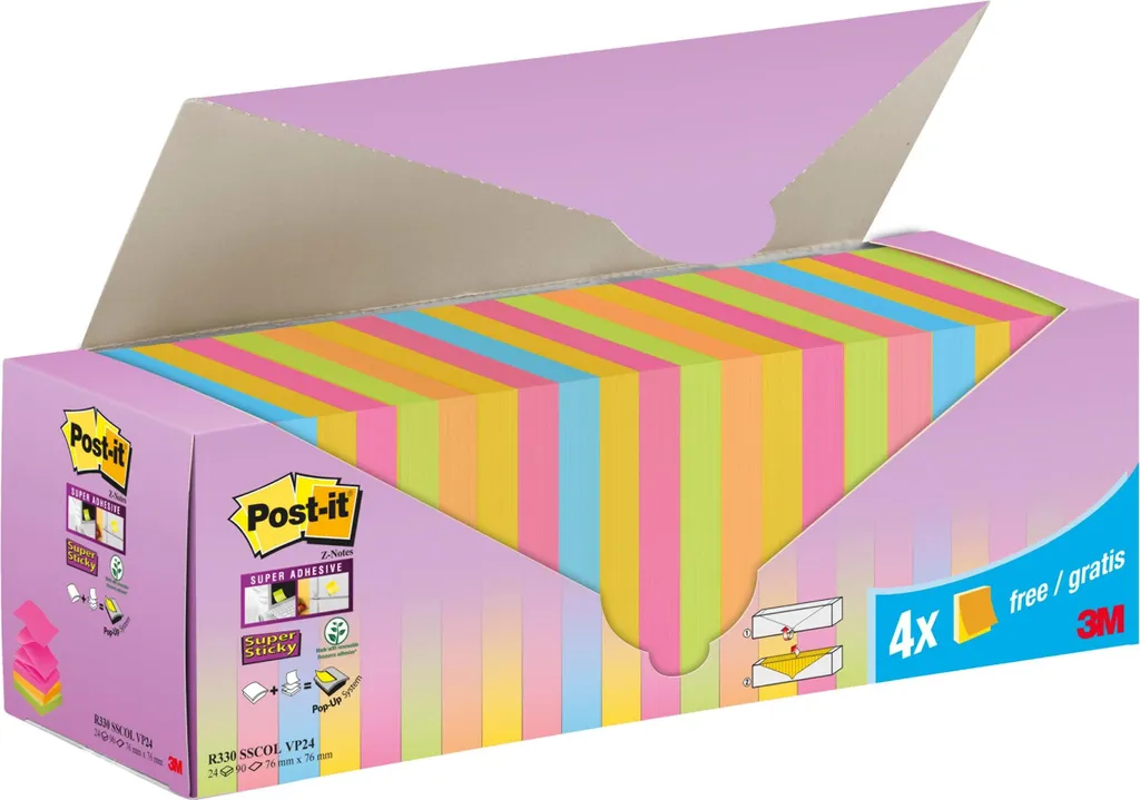 Offerta Post-it Super Sticky Z-Notes R330 SSCOL VP24 - 24 Pezzi 3M - 3